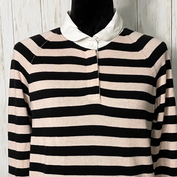 JOIE Gabbe stripped polo sweater pink black stripe size small - Picture 7 of 9